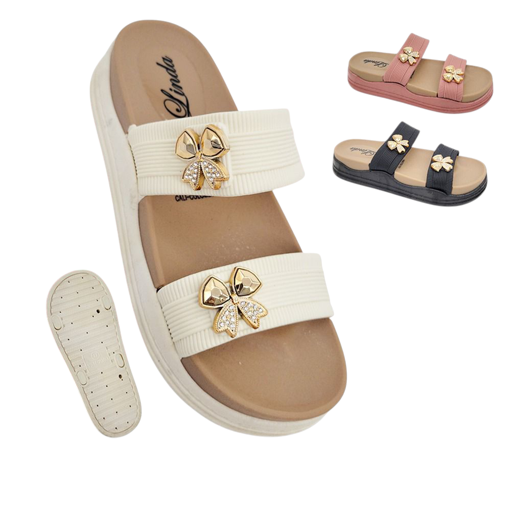 Sandalias Linda con Moños Dorados