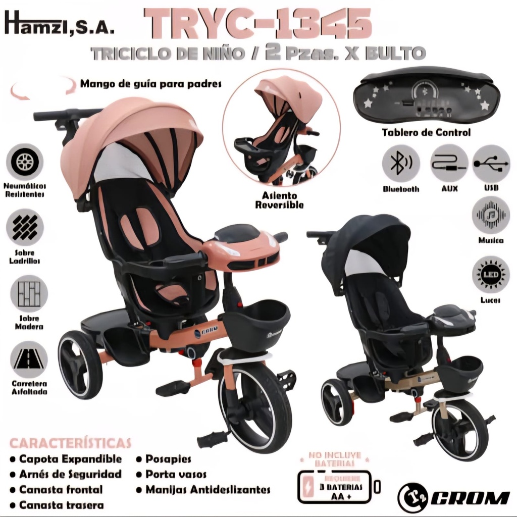 Triciclo Infantil con Capota y Musica