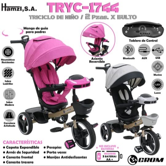 Triciclo Infantil con Capota y Musica