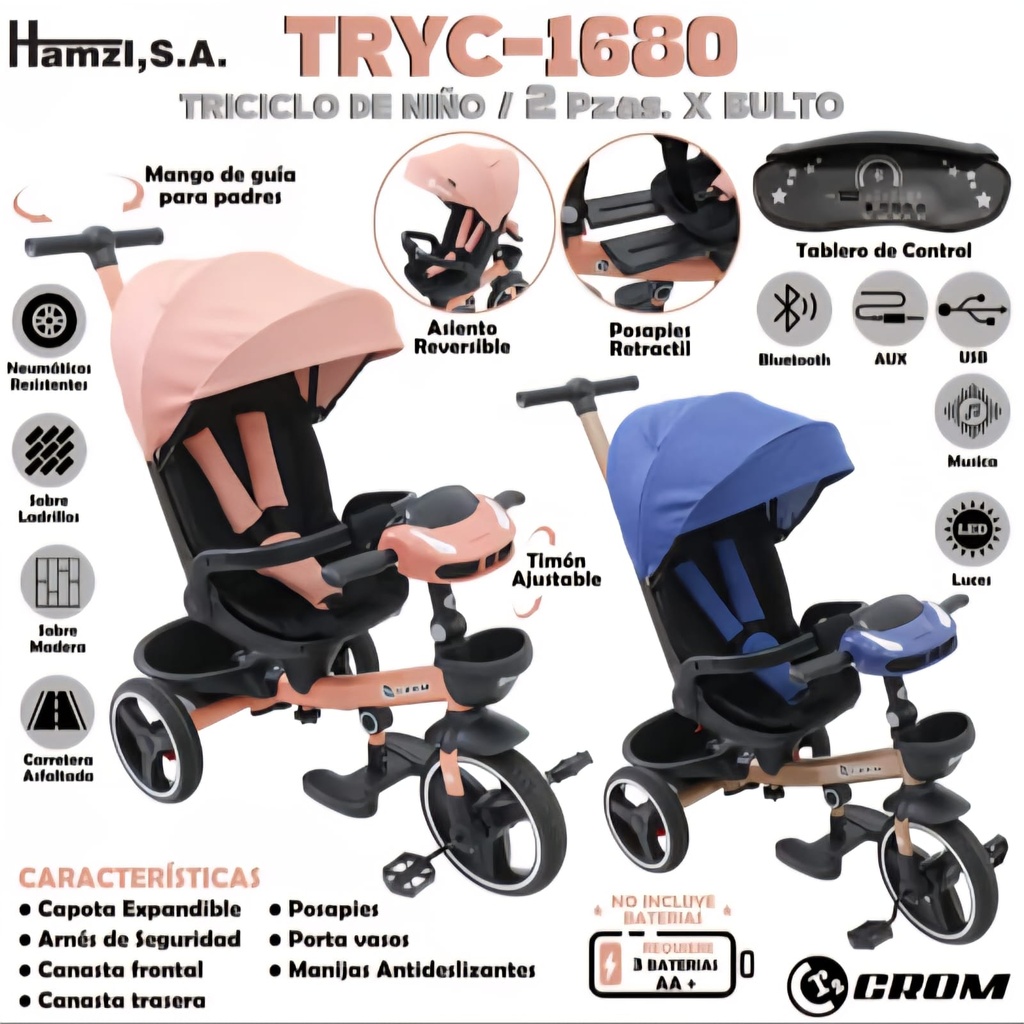 Triciclo Infantil con Capota y Musica