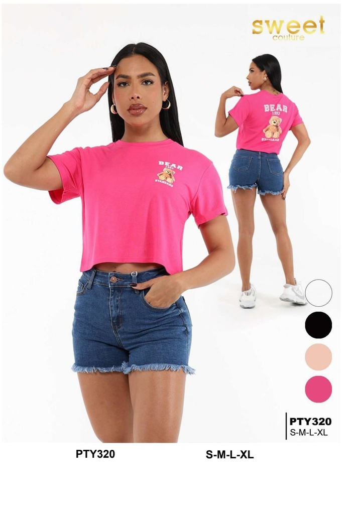 Camiseta Crop Bear Sweet Couture