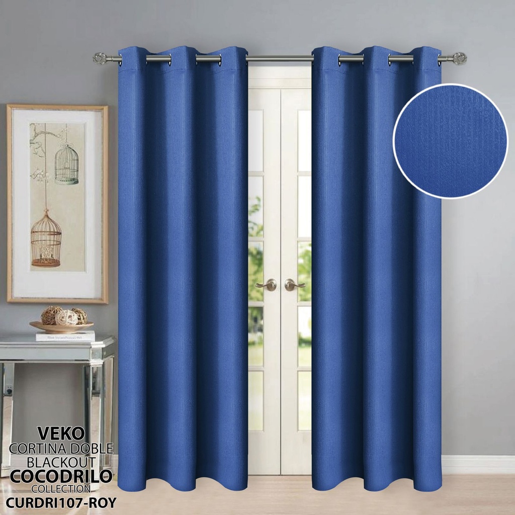 Cortina Doble Blackout Azul 
