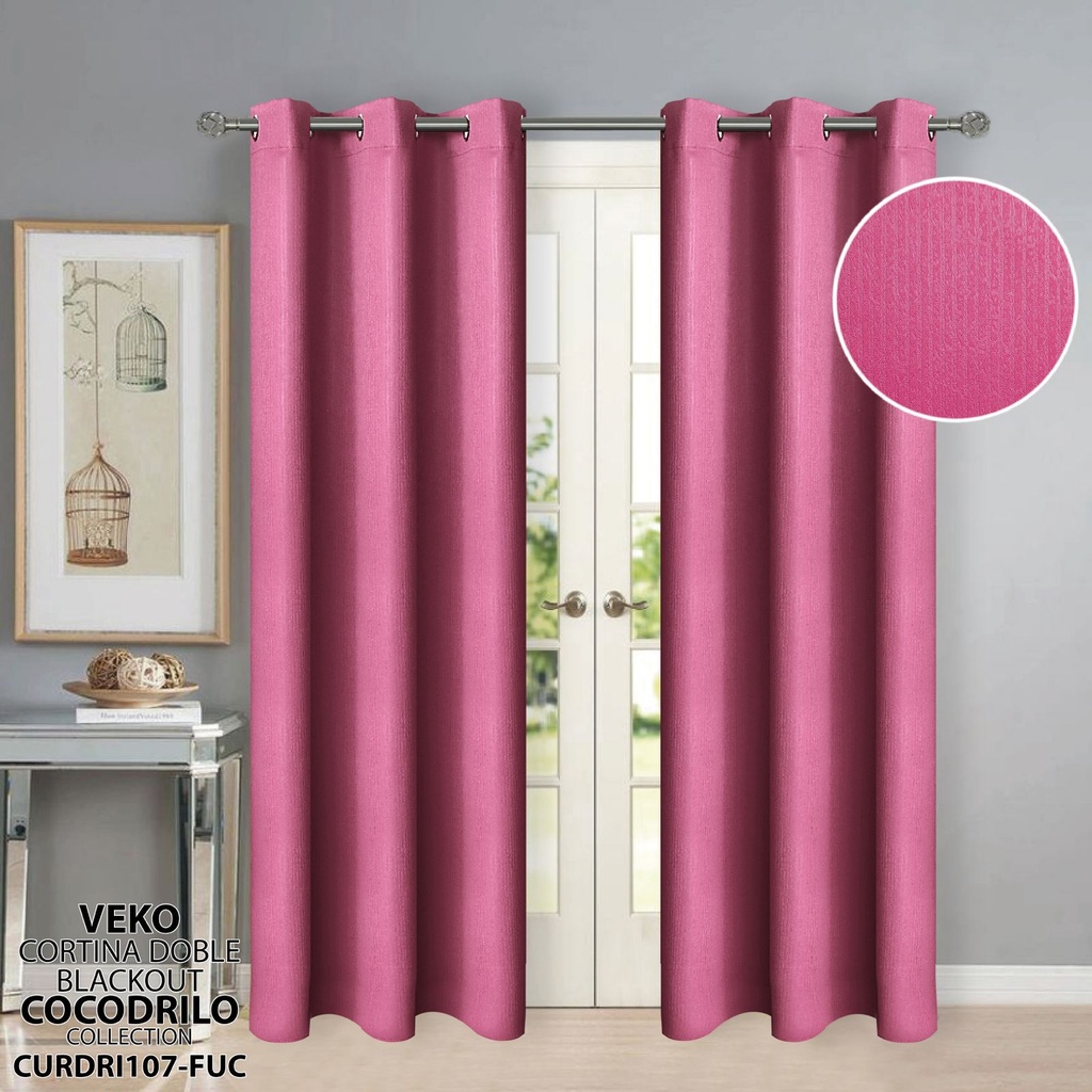 Cortina Doble Blackout Fucsia 