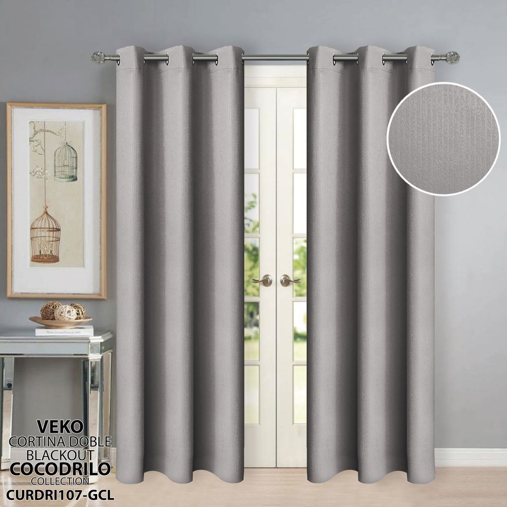 Cortina Doble Blackout Gris
