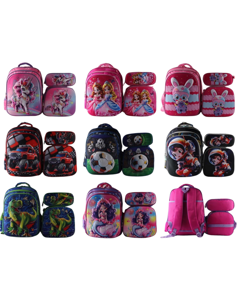 Conjunto Escolar Infantil 3 Piezas con Diseños y Luces
