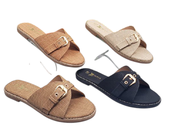Sandalias Planas con Hebilla Metalica