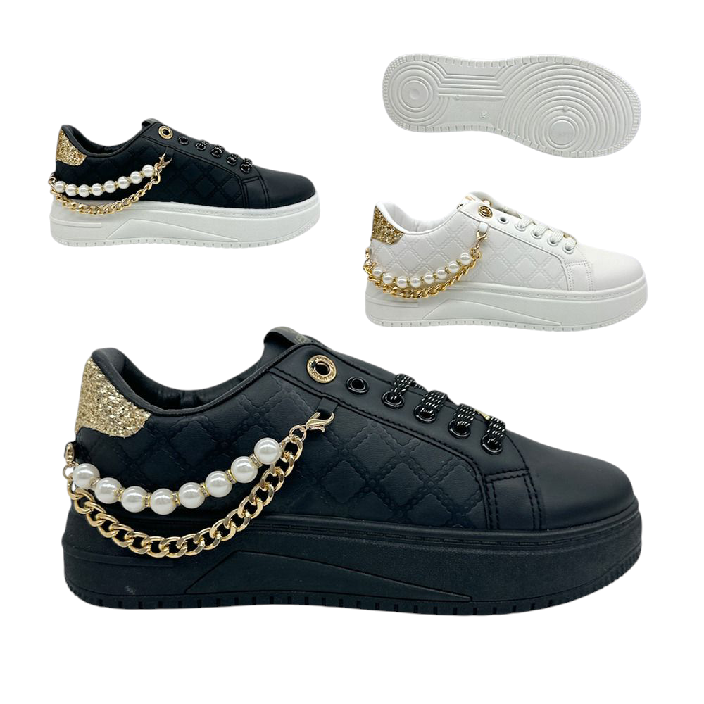 Tenis de Moda con Cadena y Perlas