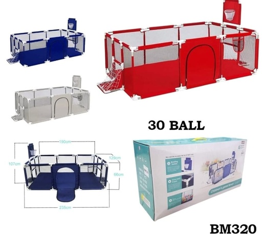 [BM320] Corral Infantil con Canasta, Portería y 30 Pelotas