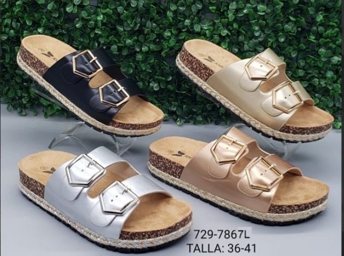 Sandalias Doble Tiras con Hebilla 