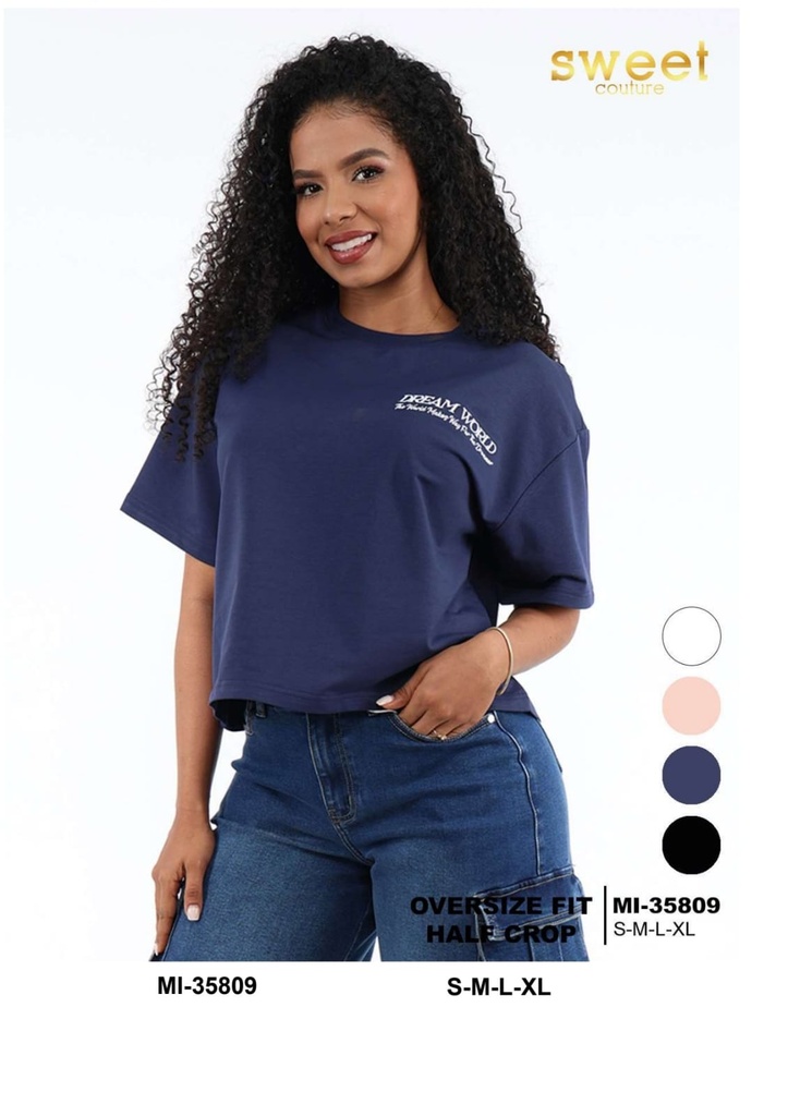 Camiseta Oversize Half Crop Dream World