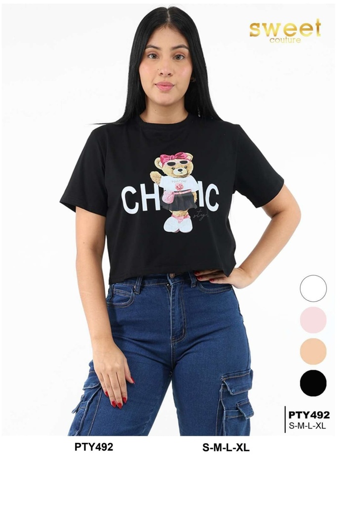 Camiseta Crop Teddy Chic