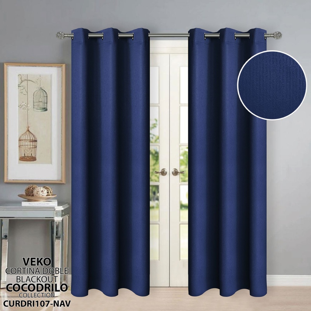 Cortina Doble Blackout Azul Marino