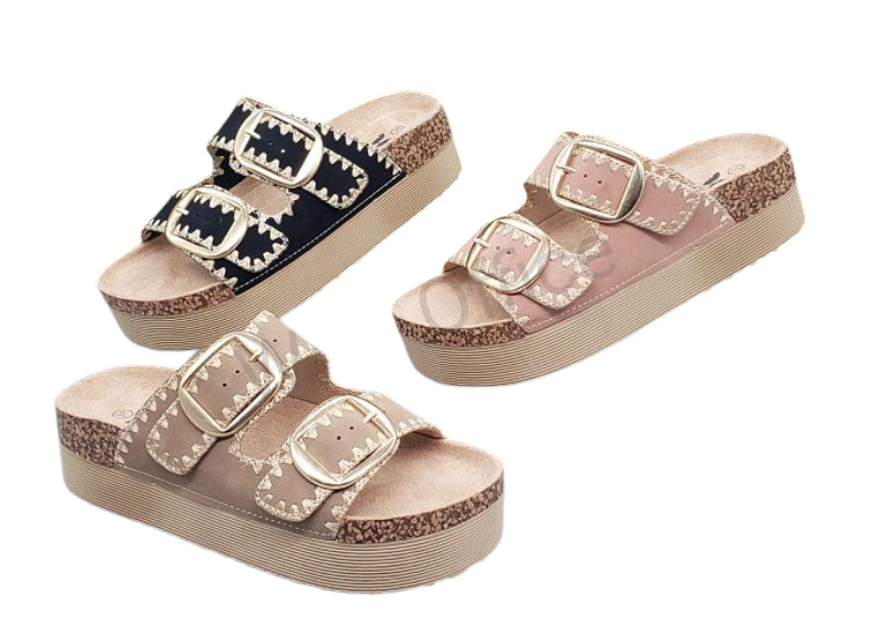 Sandalias de Plataforma Doble Hebilla- Estilo Casual Chic