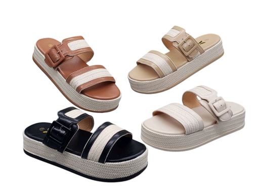 [BET-913] Sandalia Plataforma Doble Hebilla- Estilo Natural
