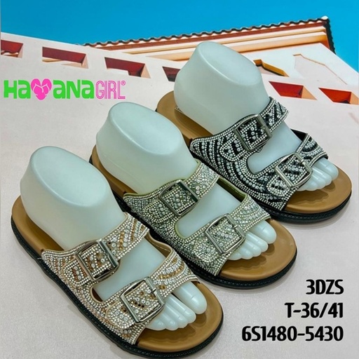 [6S1480-5430] Sandalia Casual para dama con piedras