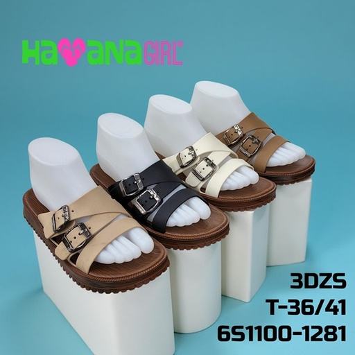 [6S1100-1281] Sandalia Casual para Dama Doble Hebilla