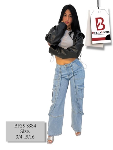 [BF25-3384] Pantalón Cargo para Dama con Tirantes 