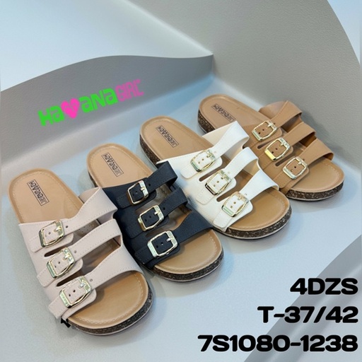 [7S1080-1238] Sandalia Casual para Dama de Tres Correas