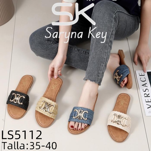 [LS5112] Sandalias Planas con Accesorios Dorado