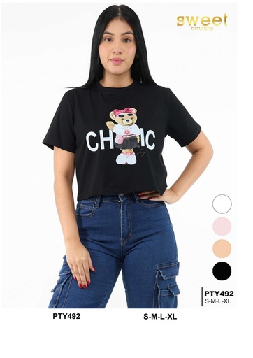 [PTY492] Camiseta Crop Teddy Chic