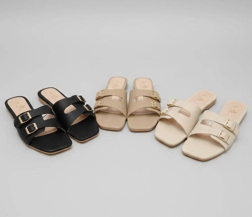 [PYW25869] Sandalia Planas Punta Cuadrada y Doble Hebilla