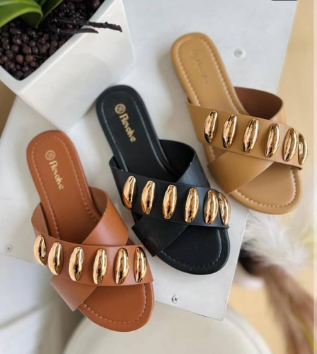 [641-011] Sandalia Planas Revolve con Chapas Doradas