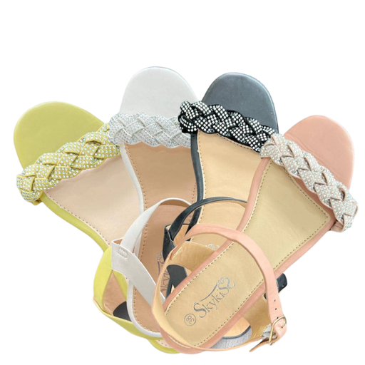 [2366-4] SANDALIAS CON TRENZA BRILLANTE 