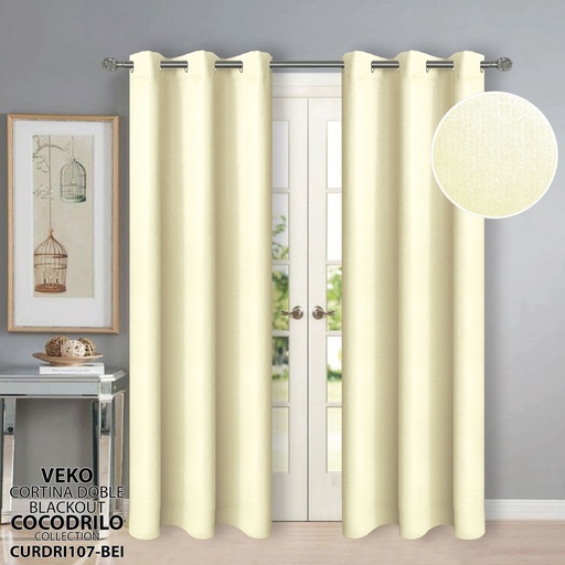 [CURDRI107BEI] Cortina Doble Blackout Beige